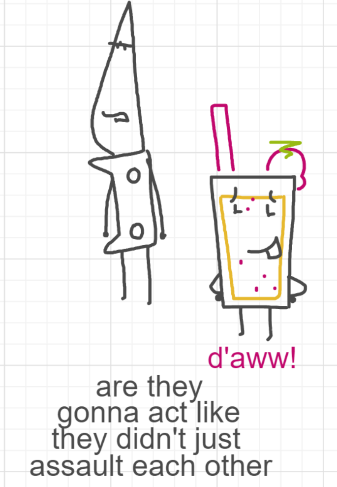 A panel from What's The Point, episode five of the Board Boards object show by Furretwalk/WalkingFurret.